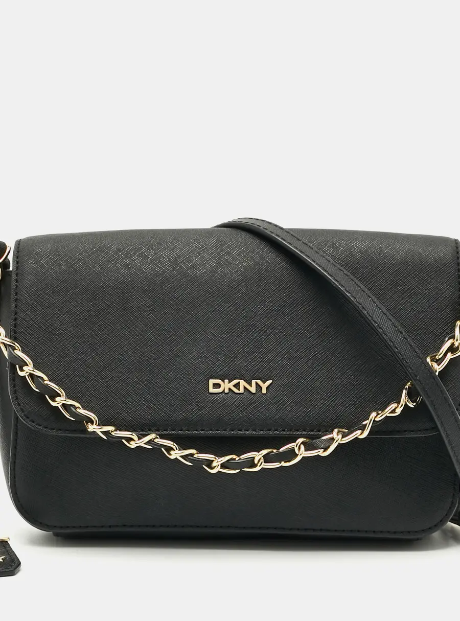 Dkny Bryant Park Flap Black Leather Shoulder Bag
