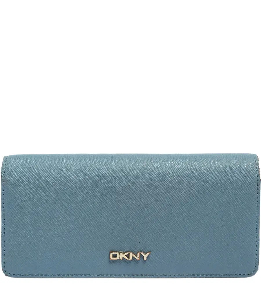 DKNY Blue/Beige Saffiano Leather Flap Continental Wallet