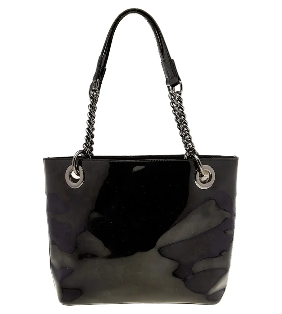 DKNY Black PVC Chain Handle Tote