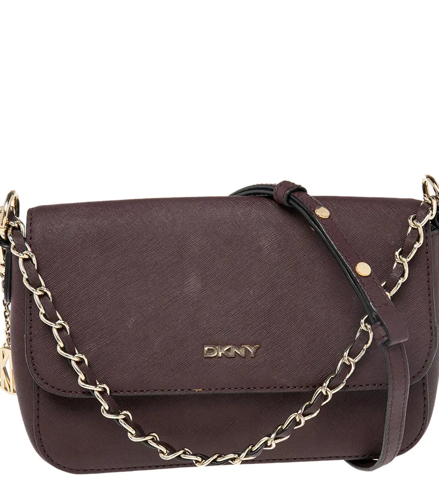DKNY Burgundy Leather Bryant Park Flap Shoulder Bag