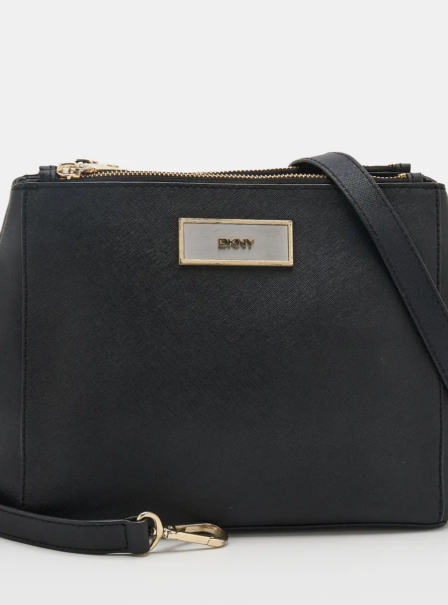 Dkny Black Leather Shoulder Bags