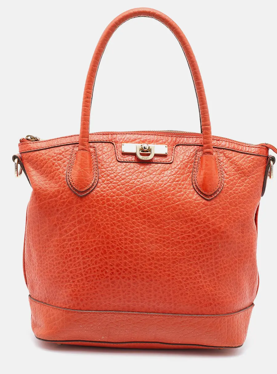 Dkny Orange Leather Tote Bag