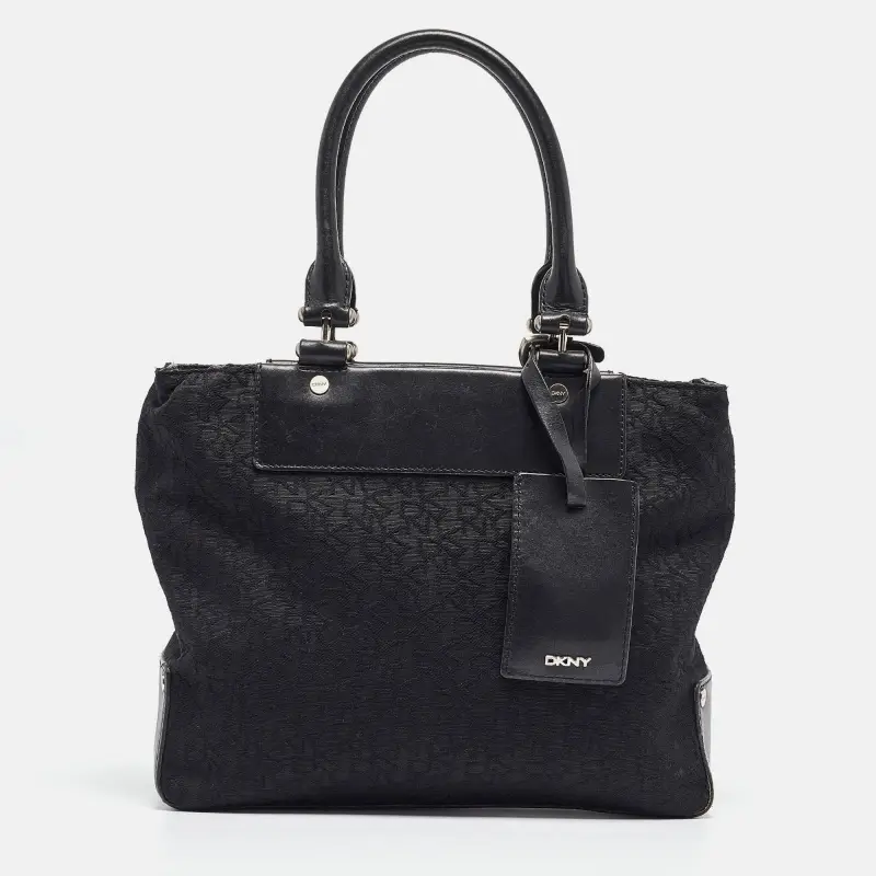 Dkny Allen Black Canvas and Leather Tote Bag