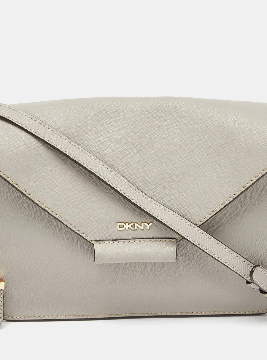DKNY Grey Leather Flap Crossbody Bag