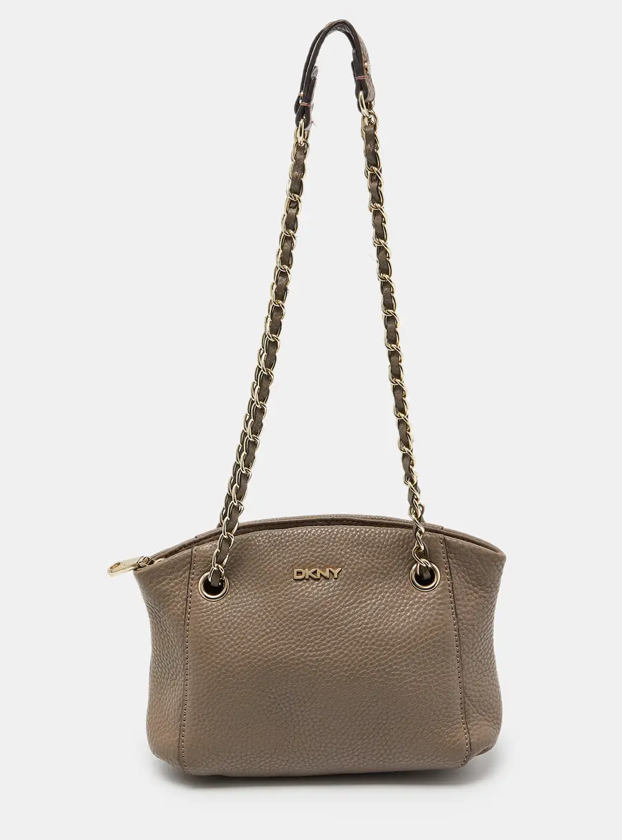 DKNY Beige Leather Chain Shoulder Bag