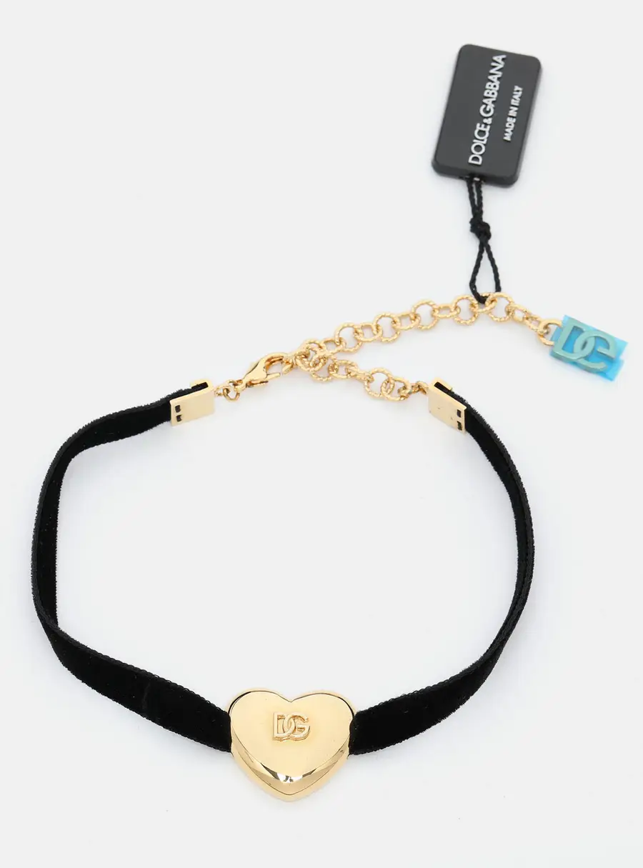 Dolce & Gabbana Black Velvet DG Heart Choker