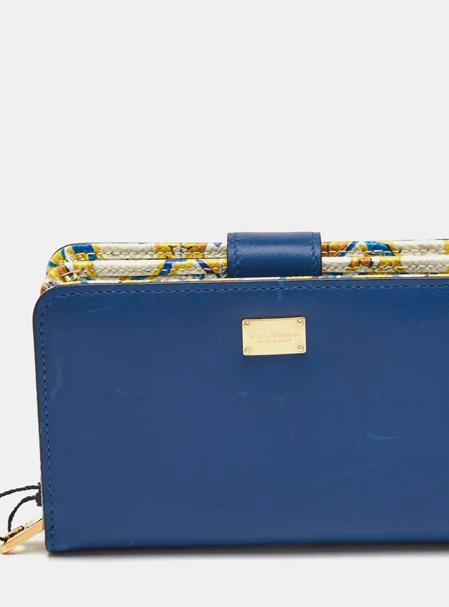 Dolce & Gabbana Blue Leather Zip French Wallet