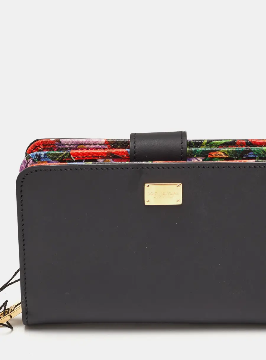 Dolce & Gabbana Black Leather Zip French Wallet