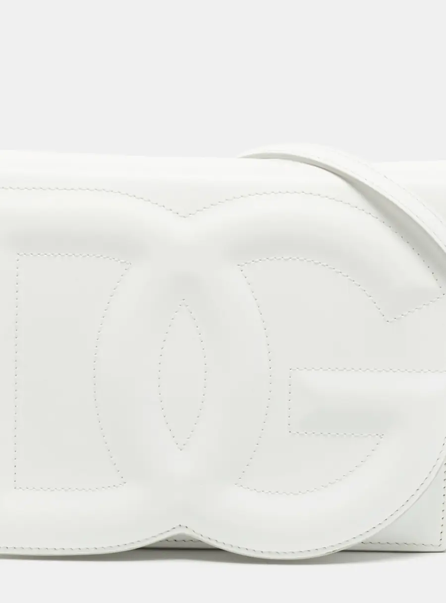 Dolce & Gabbana DG Logo Flap White Leather Shoulder Bag