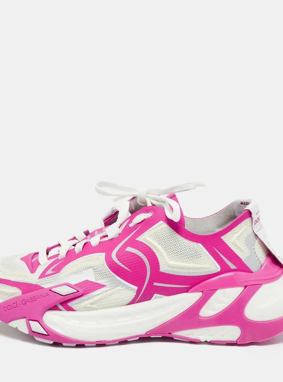 Dolce & Gabbana Fast Panelled Size 37 Pink Mesh Lace Up Sneakers