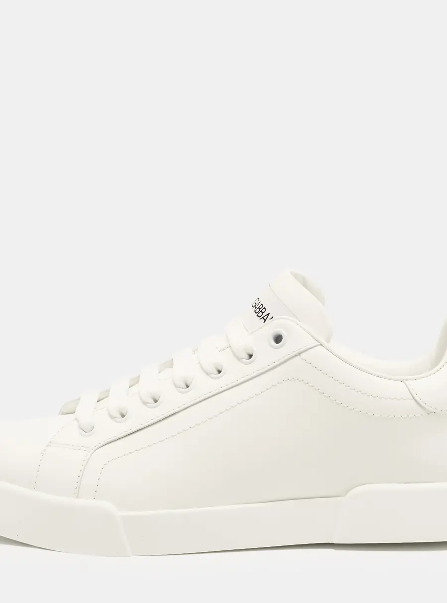 Dolce & Gabbana Portofino Size 40 White Leather Lace Up Sneakers