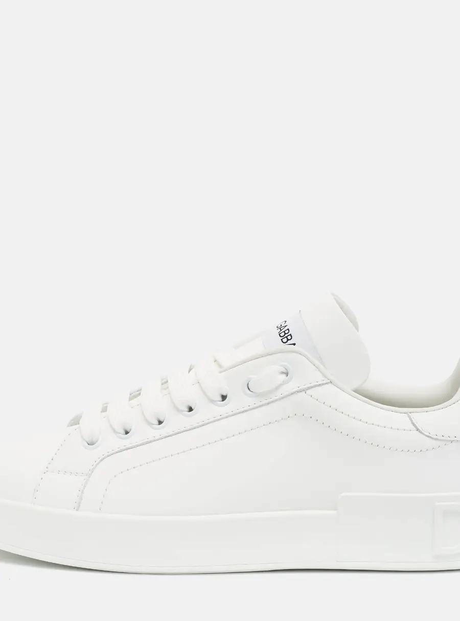 Dolce & Gabbana Portofino Size 38 White Leather Low Top Sneakers
