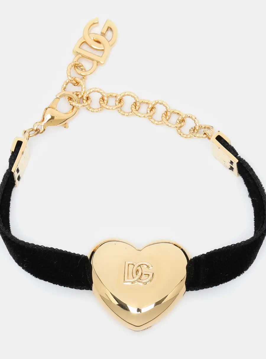 Dolce & Gabbana Black Velvet DG Heart Bracelet