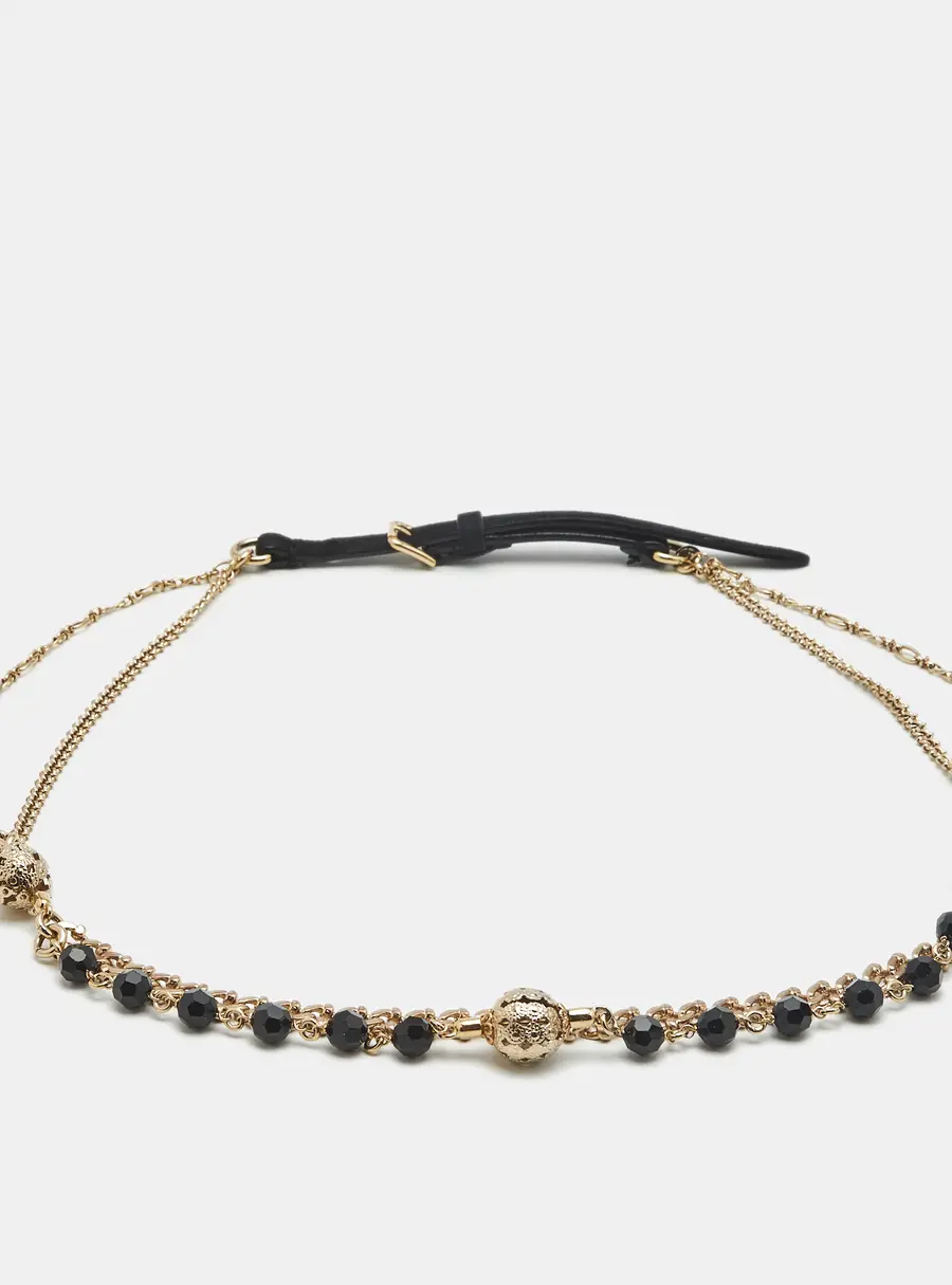 Dolce & Gabbana Chain Embellished Buckle Belt Black Suede