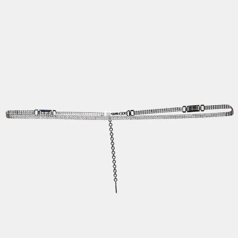 Dolce & Gabbana Crystal Silver Tone Chain Link Waist Belt