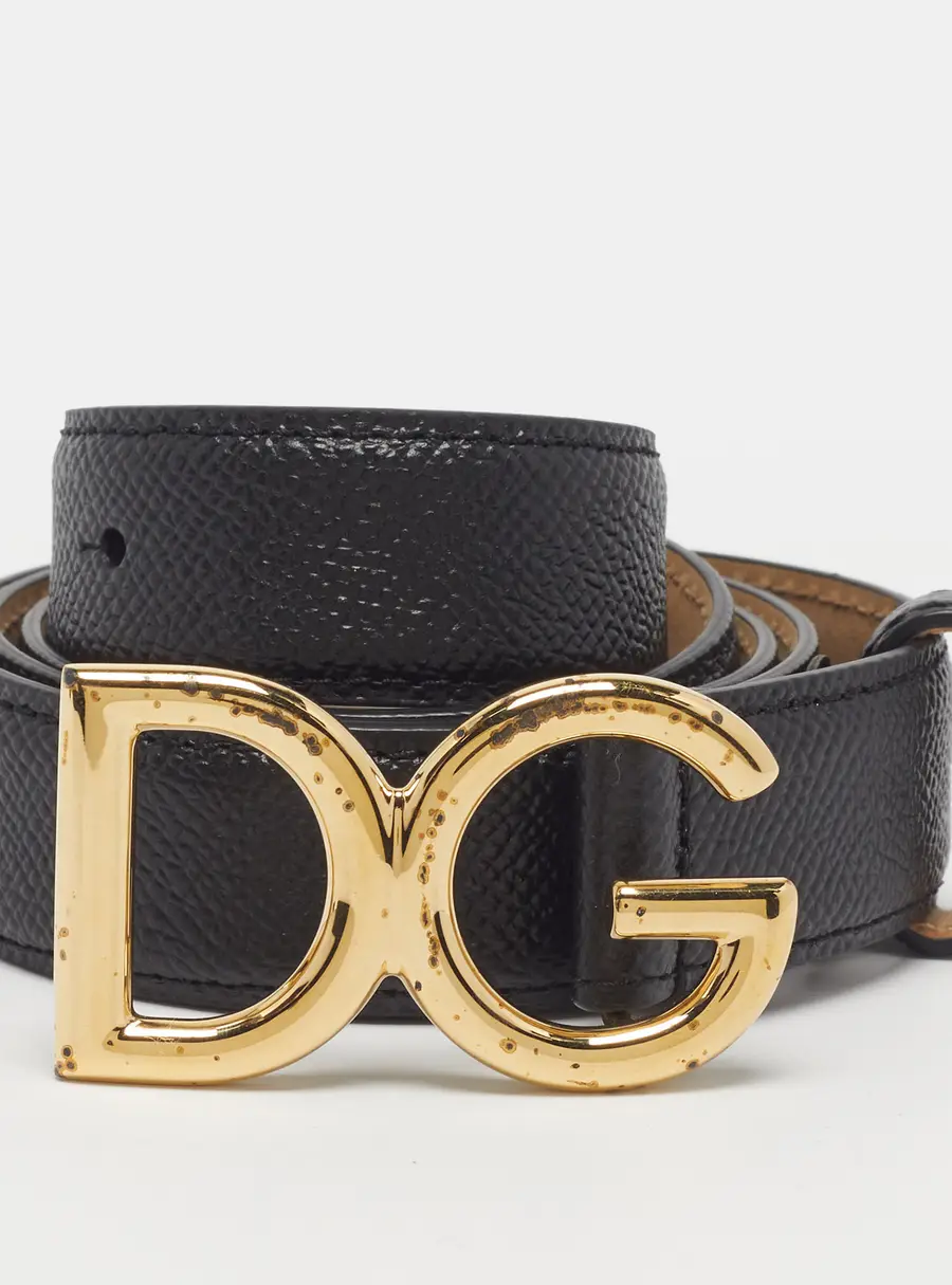 Dolce & Gabbana DG Logo 85CM Belt Black Leather