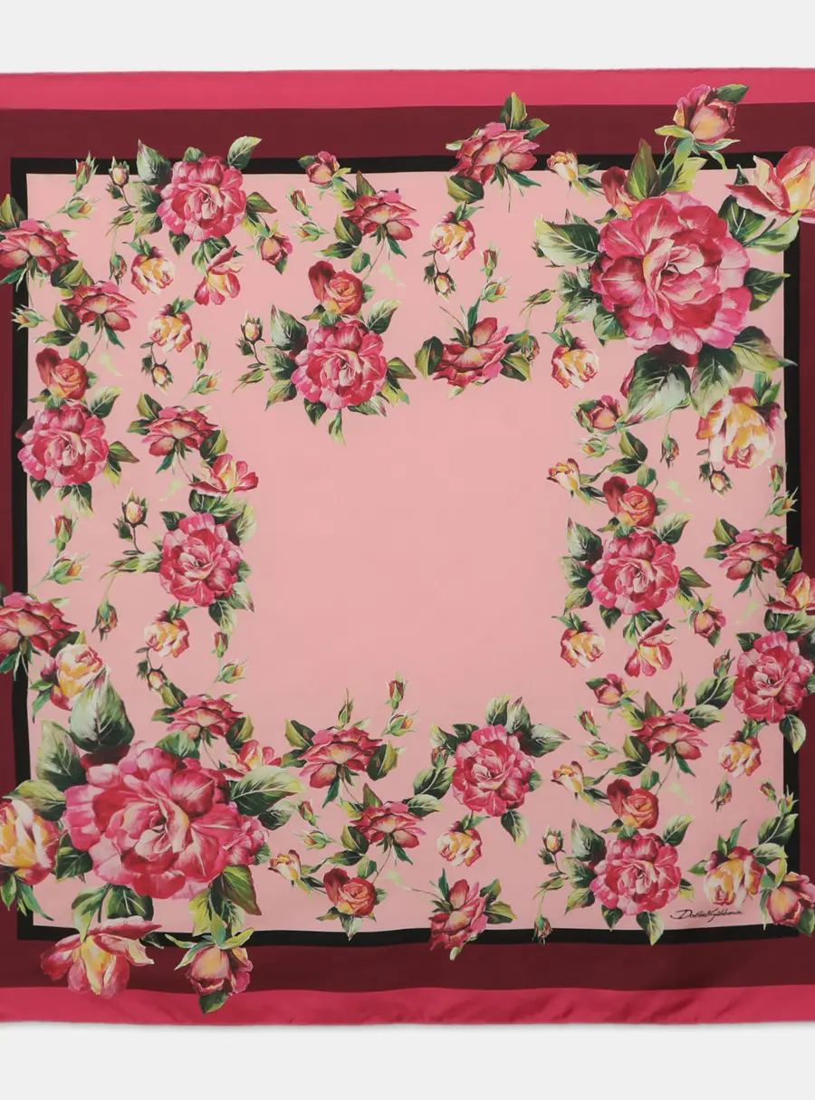 Dolce & Gabbana Multicolor Floral Print Silk Scarf