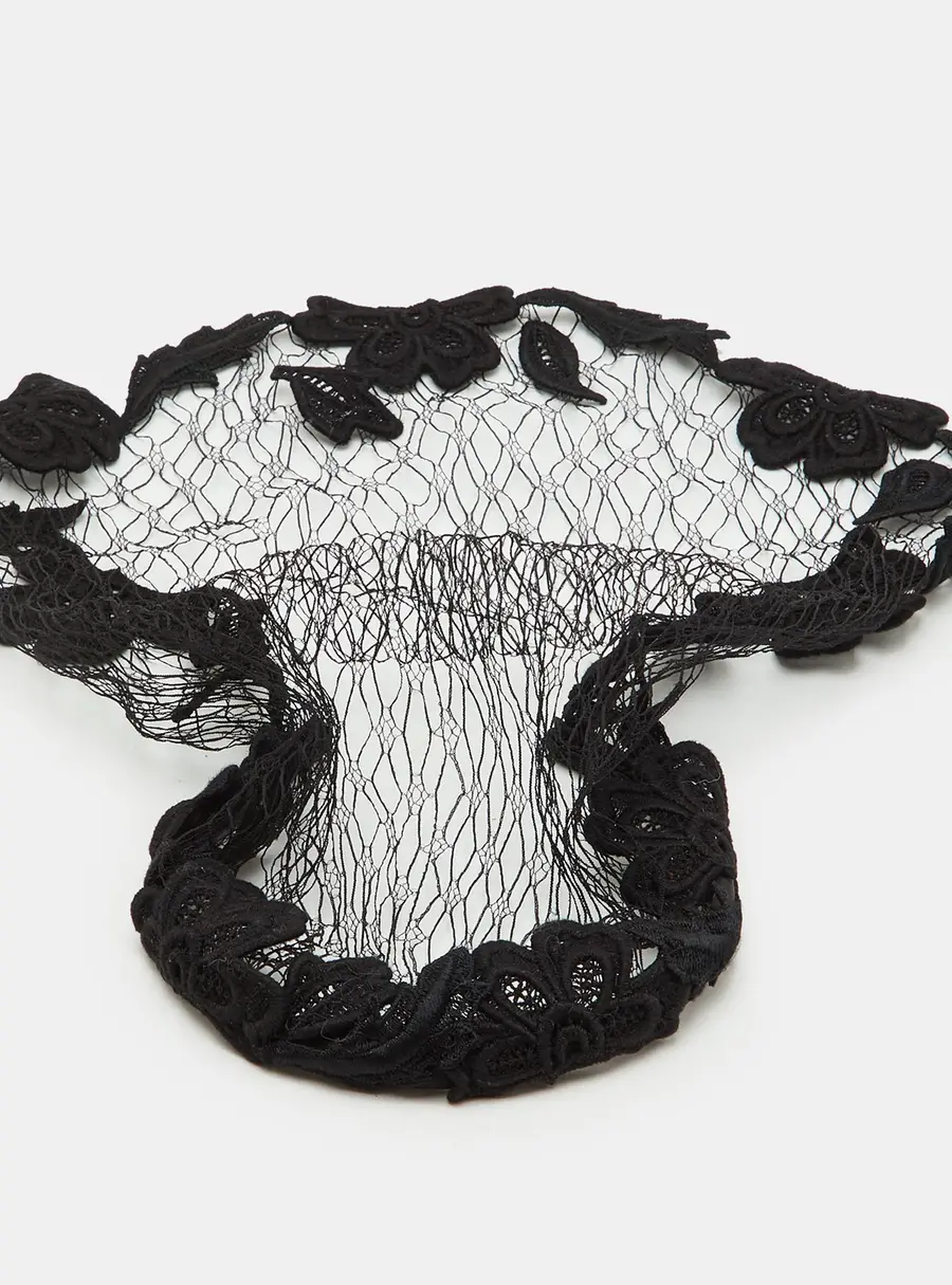 Dolce & Gabbana Black Mesh & Lace Veil Headband