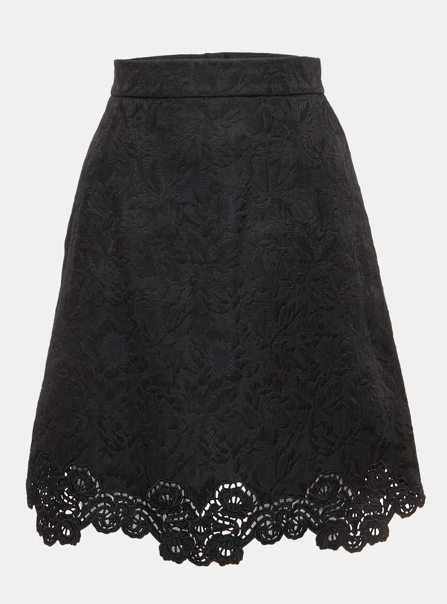 Dolce & Gabbana Black Jacquard A- line Short Skirt XS