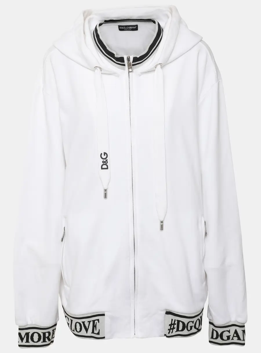 Dolce & Gabbana White Jersey Hoodie S