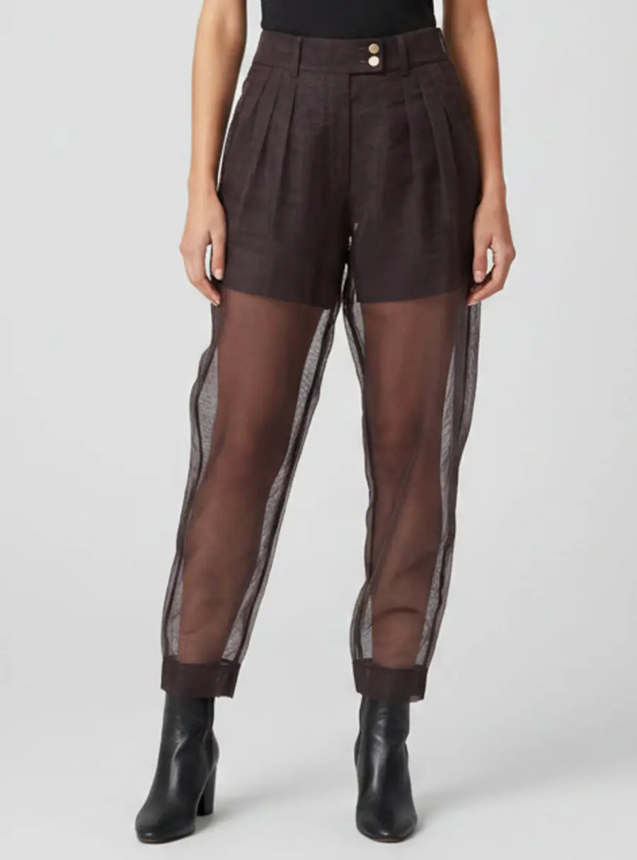 Dolce & Gabbana Purple Mesh Pleated Sheer Trousers S