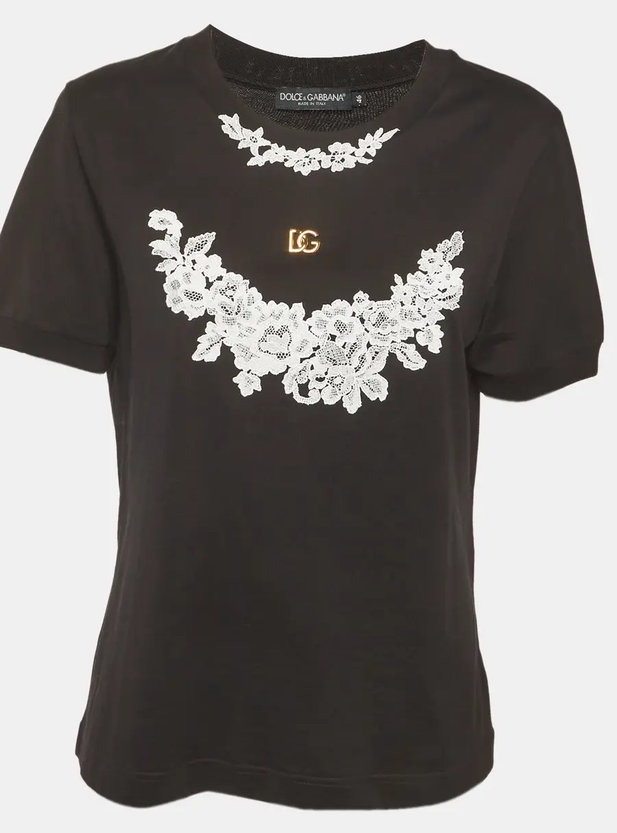 Dolce & Gabbana Black Logo Detail Jersey Crewneck T-Shirt L