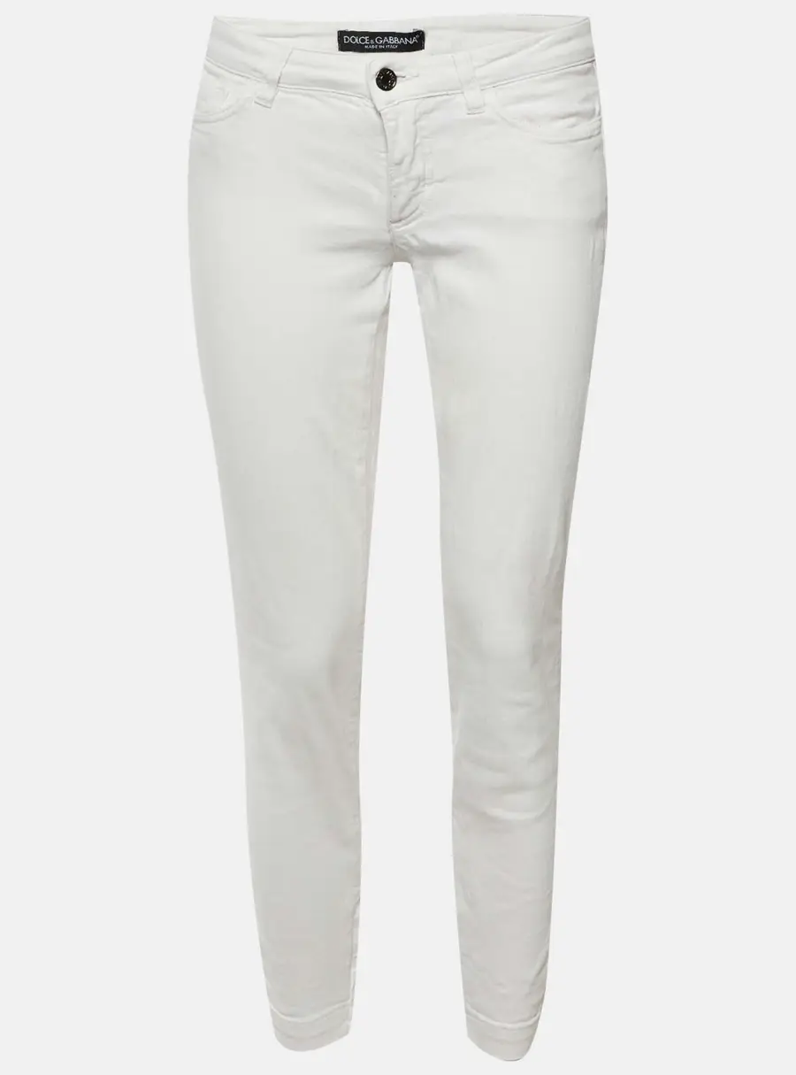 Dolce & Gabbana White Denim Low Rise Skinny Jeans S/Waist 28"