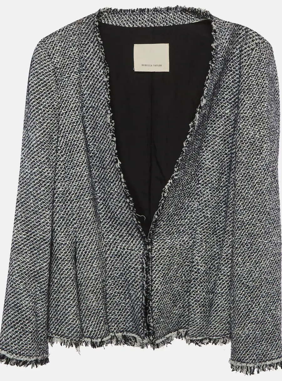 Dolce & Gabbana White/Black Tweed Long Sleeve Jacket L