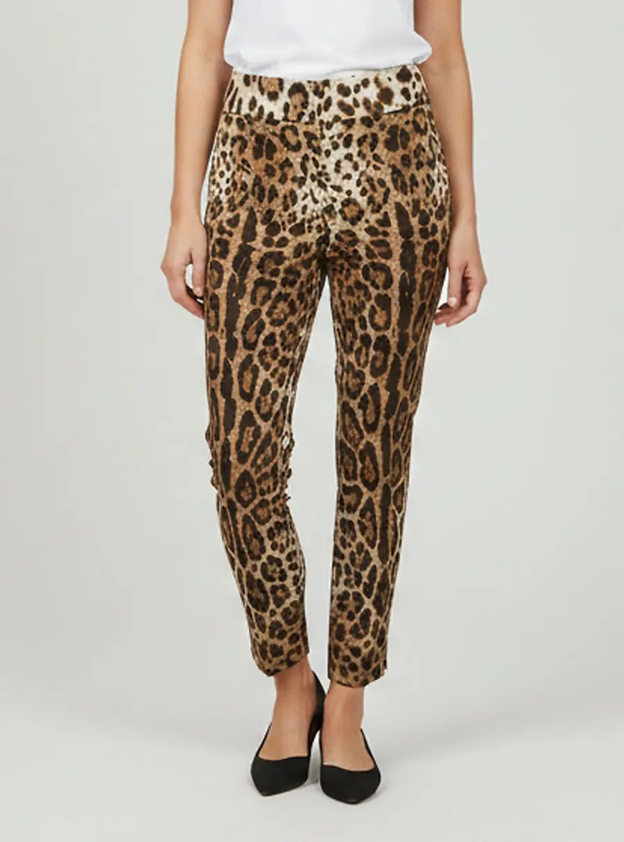 Dolce & Gabbana Brown Leopard Print Jacquard Regular Fit Pants M