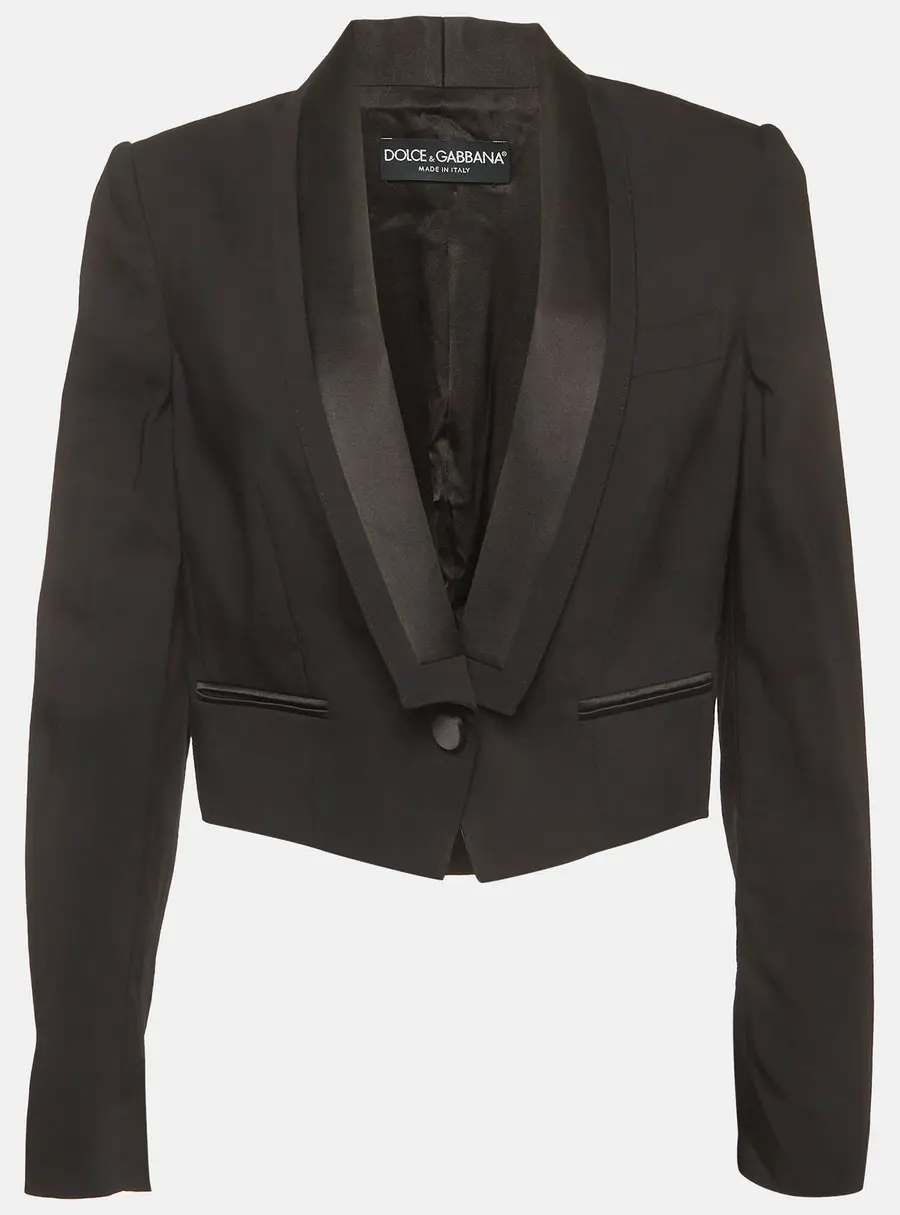 Dolce & Gabbana Black Wool Blend Cropped Jacket M