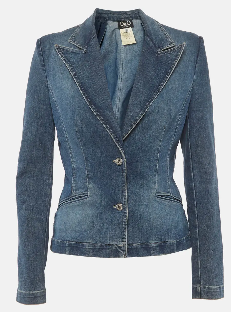 Dolce & Gabbana Blue Denim Fitted Jacket M