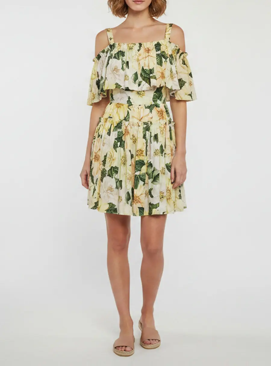 Dolce & Gabbana Multicolour Floral Print Cotton Camellia Mini Dress S