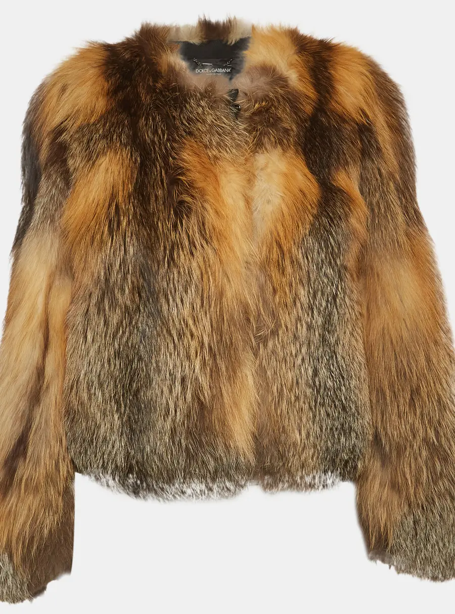 Dolce & Gabbana Brown Fox Fur Cropped Jacket S