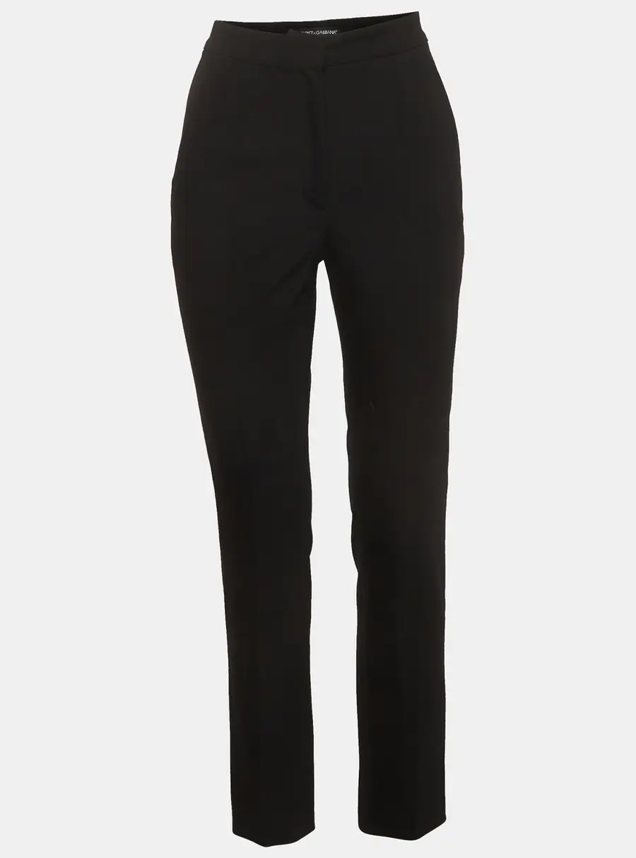 Dolce & Gabbana Black Wool Straight Leg Trousers S
