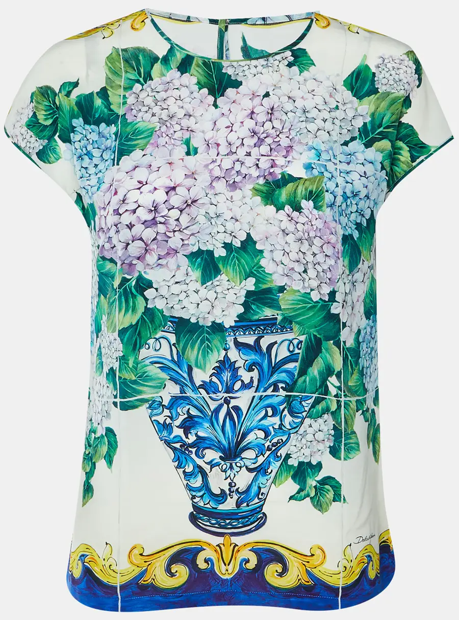 Dolce & Gabbana Multicolour Ortensia Print Silk Top S