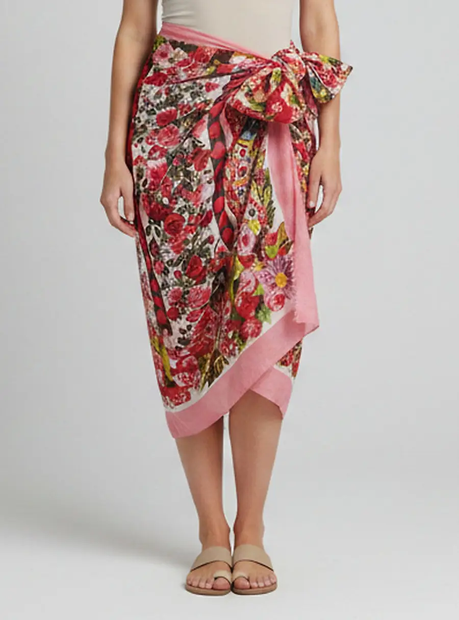 Dolce & Gabbana Multicolor Floral Print Cotton Pareo One Size