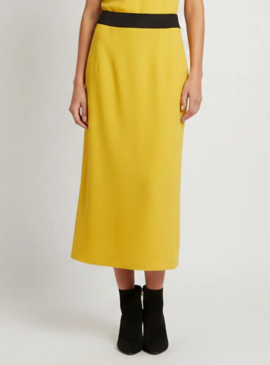 Dolce & Gabbana Yellow Crepe Knee Length Skirt M
