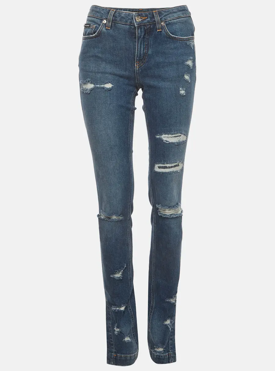 Dolce & Gabbana Blue Denim Distressed Jeans S/Waist 28"