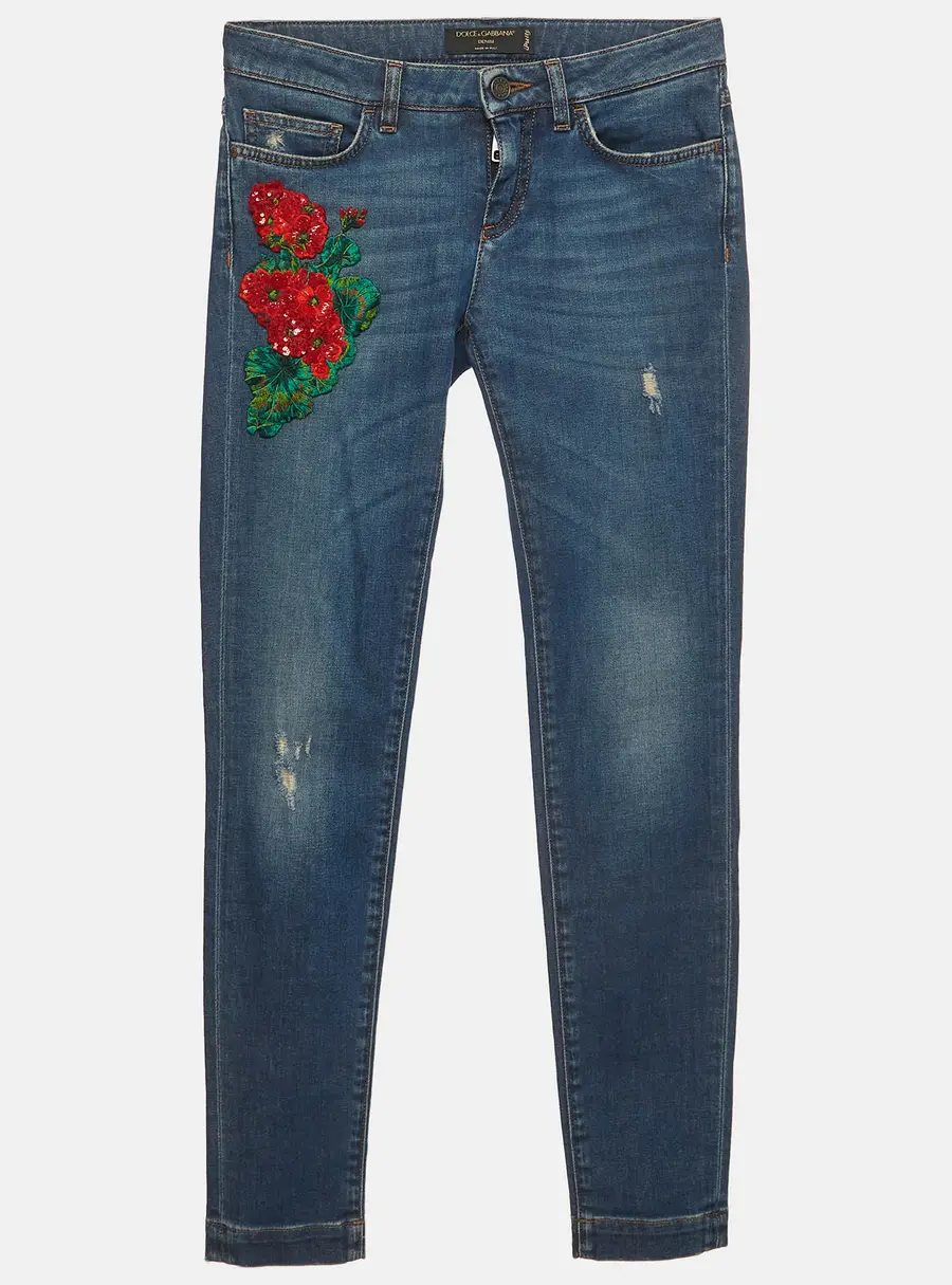 Dolce & Gabbana Blue Denim Low-Rise Skinny Jeans XS/Waist 28"
