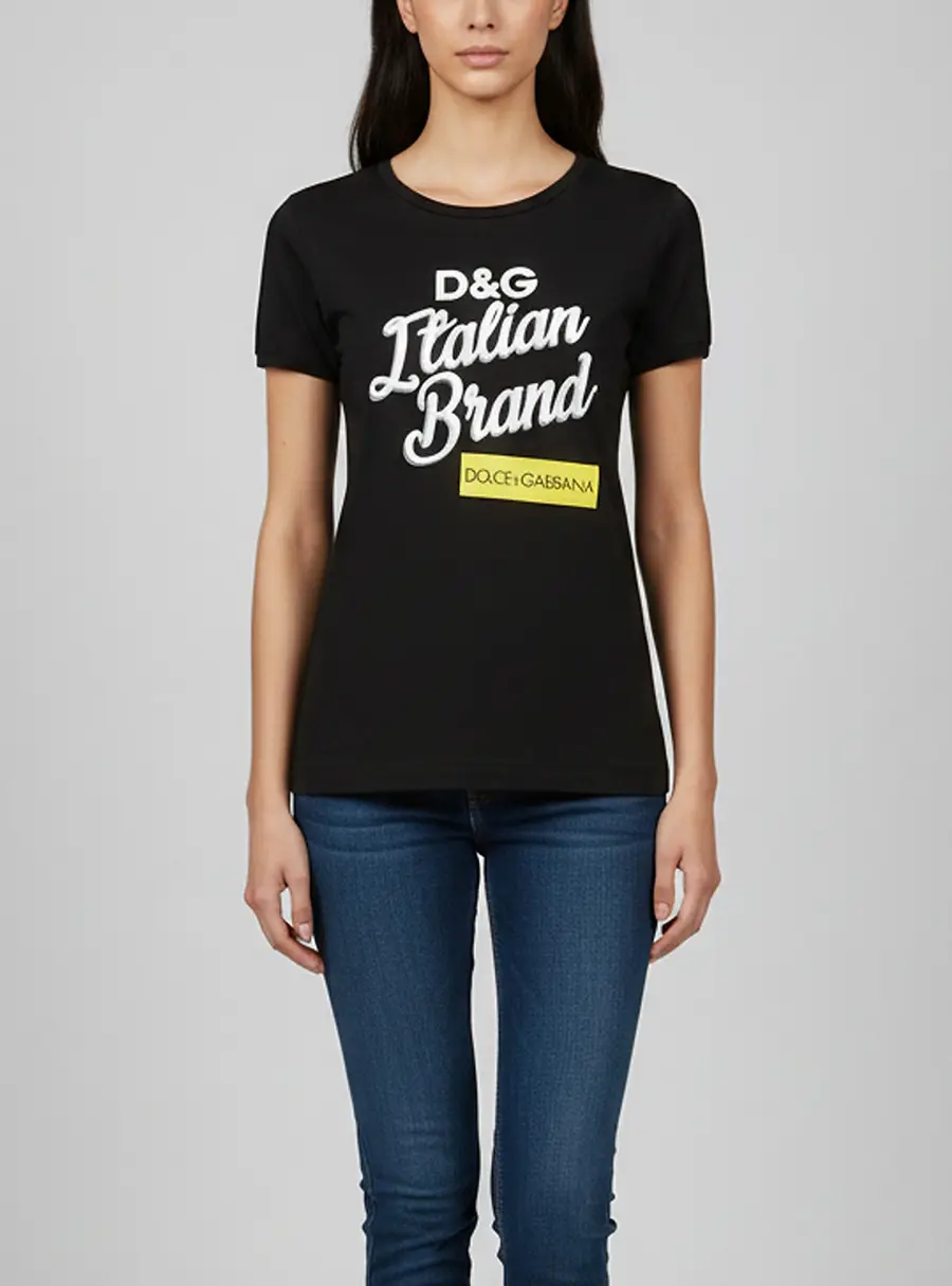 Dolce & Gabbana Black Logo Print Jersey Crewneck T-Shirt S