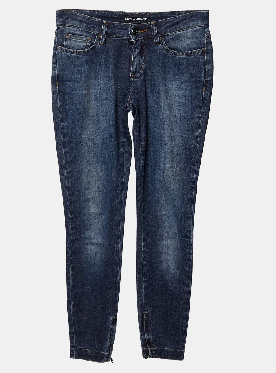 Dolce & Gabbana Blue Denim Zip Detail Low Rise Jeans XS/Waist 26"