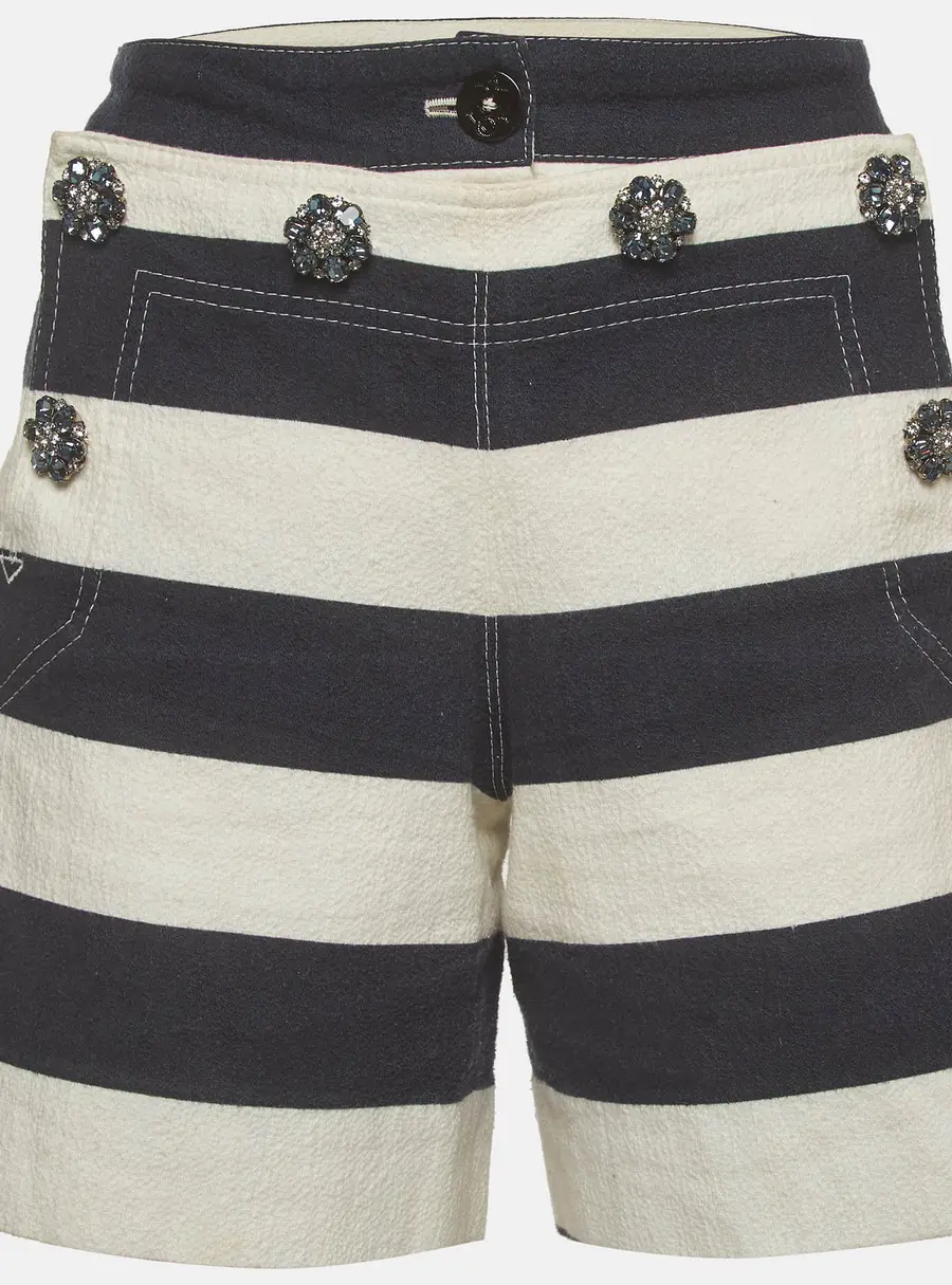 Dolce & Gabbana Navy/White Textured Cotton Bermuda Shorts M