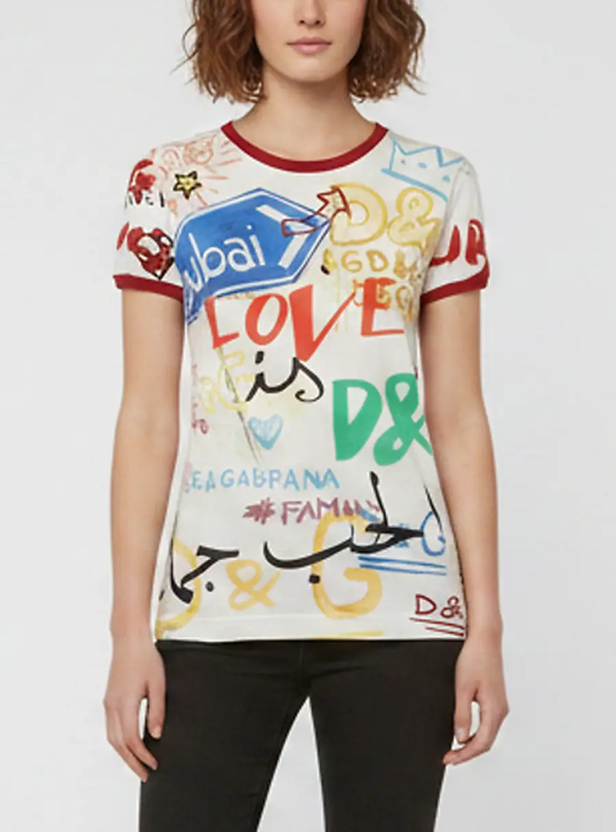 Dolce & Gabbana White Dubai Graffiti Print Jersey T-Shirt M