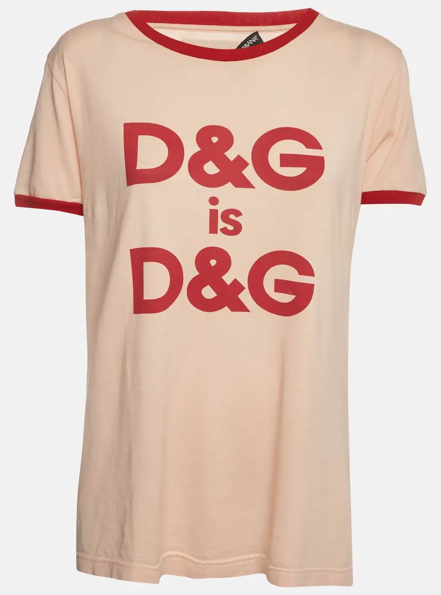 Dolce & Gabbana Peach Logo Graphic Jersey Crewneck T-Shirt M