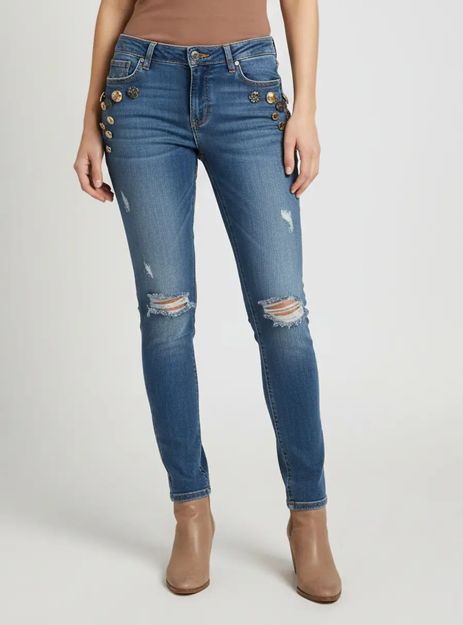 Dolce & Gabbana Blue Distressed Denim Skinny Jeans M/Waist 28"