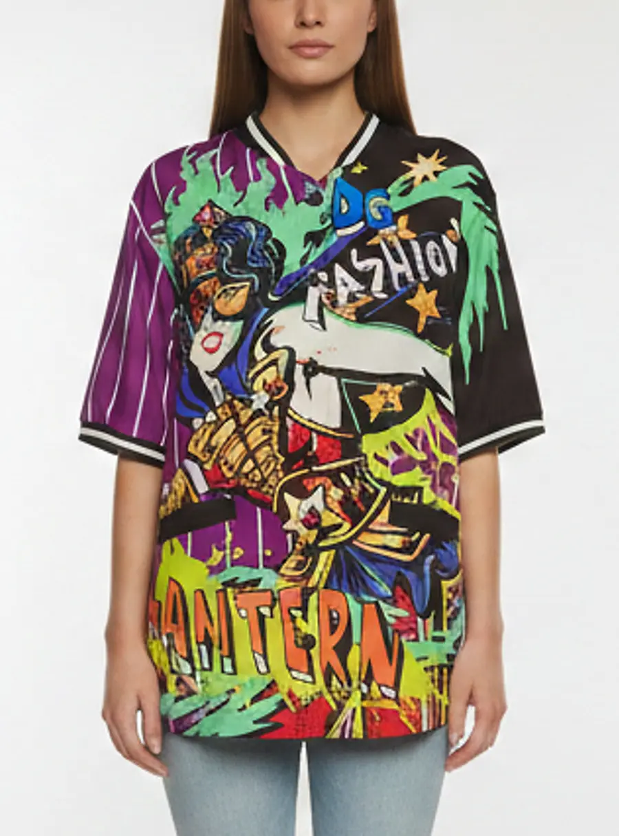 Dolce & Gabbana Multicolor Printed Crepe Short Sleeve Top XS