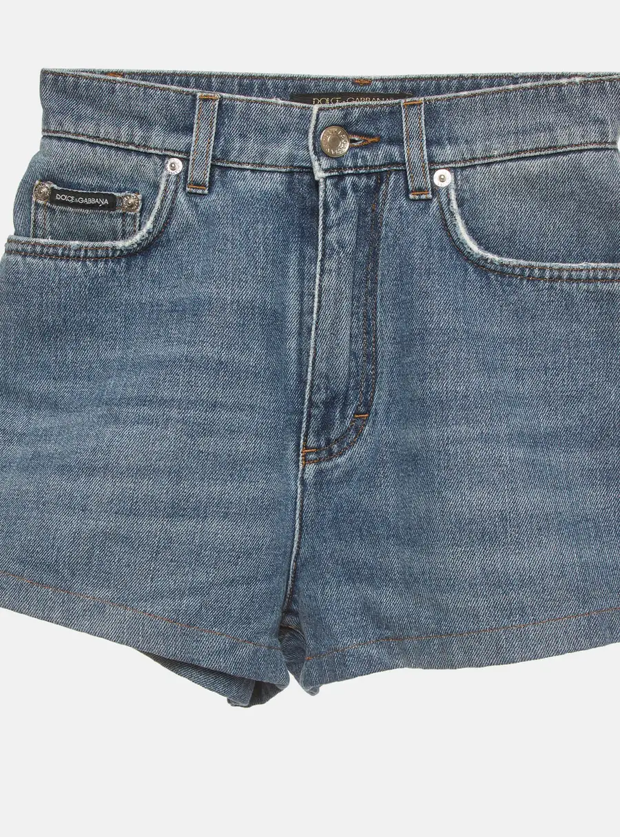 Dolce & Gabbana Blue Denim High Waisted Shorts XXS