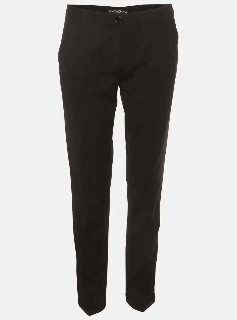 Dolce & Gabbana Black Stretch Wool Regular Fit Cropped Trousers S