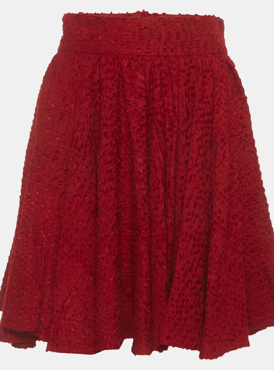 Dolce & Gabbana Red Fil Coupe Flared Mini Skirt S