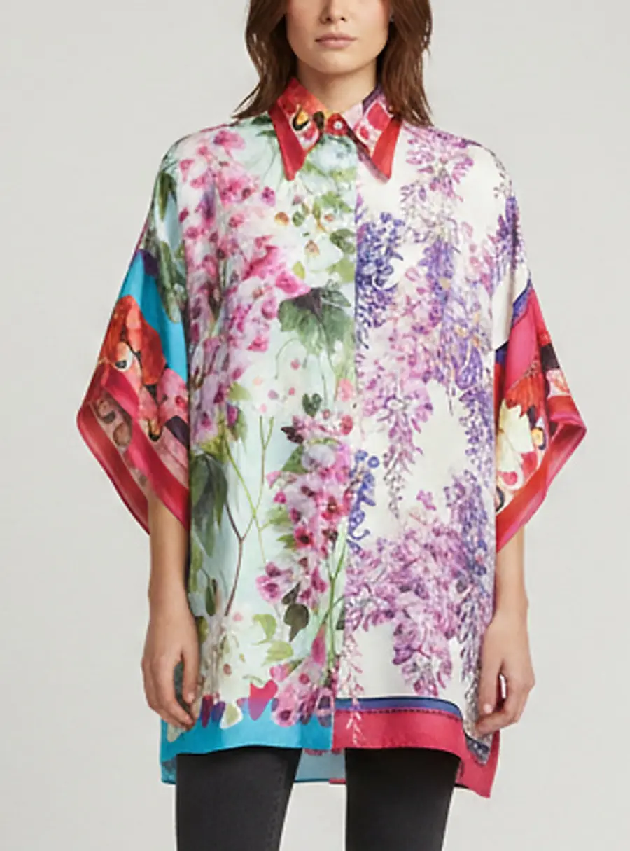 Dolce & Gabbana Multicolor Floral Print Silk Satin Blouse M